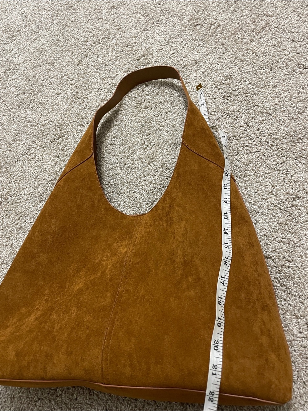 Suede Hobo Shoulder Bag in Chestnut Brown - Picture 4 of 5